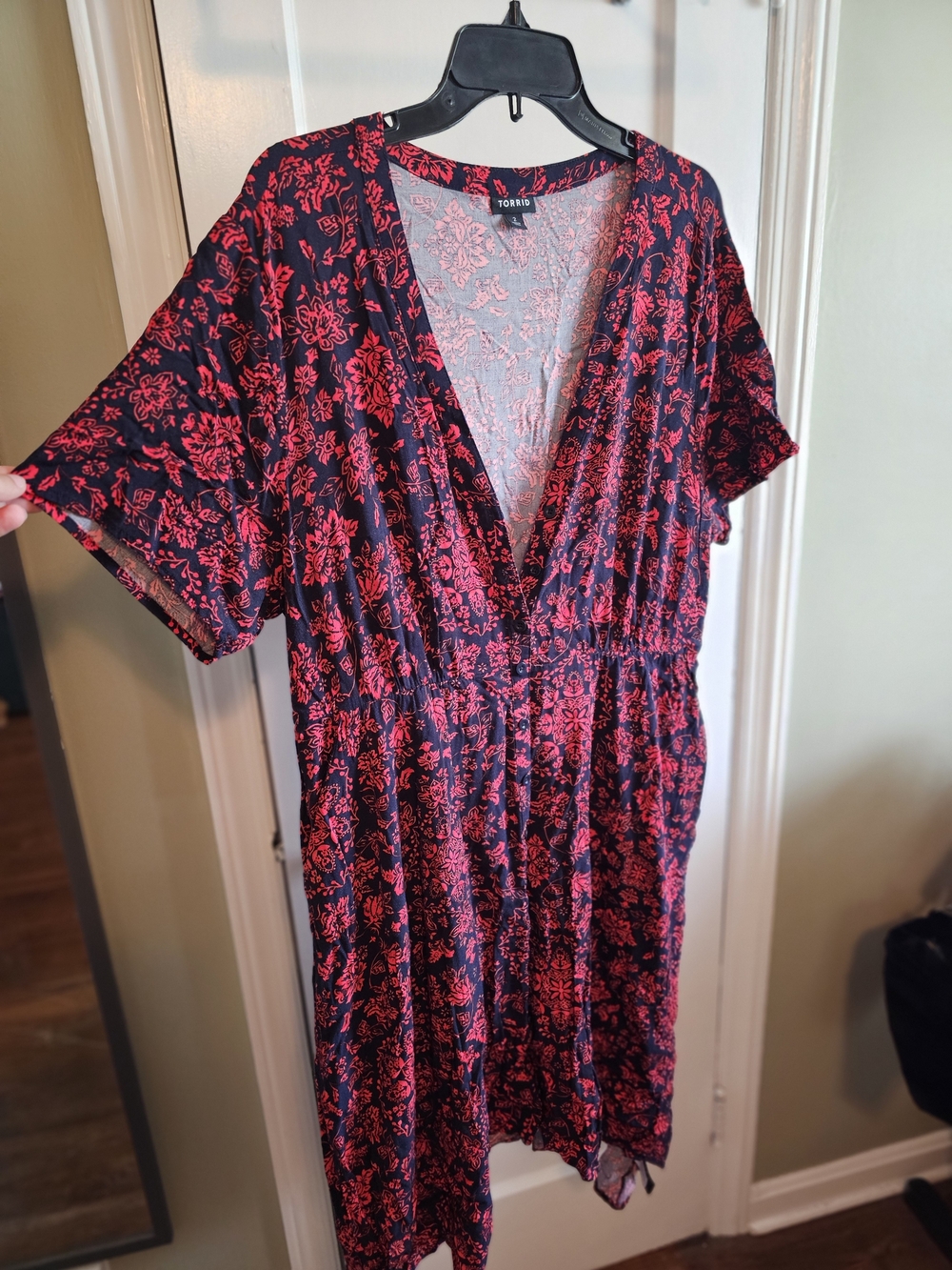 torrid Navy and Red Floral V-Neck Chemise